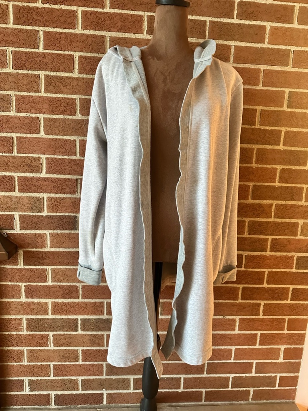 Heather Grey Hooded Cardigan Sweatshirt Women's Long Sleeve, M